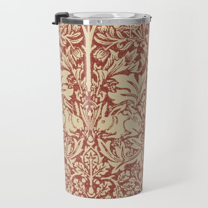 William Morris Brer Rabbit Church Red Biscuit Vintage Pattern  Travel Mug Gallery Image 3