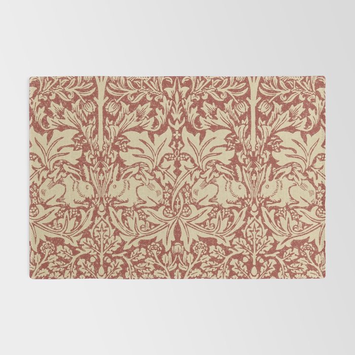 William Morris Brer Rabbit Church Red Biscuit Vintage Pattern  Rug Gallery Image 2