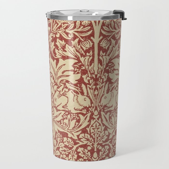 William Morris Brer Rabbit Church Red Biscuit Vintage Pattern  Travel Mug Gallery Image 2