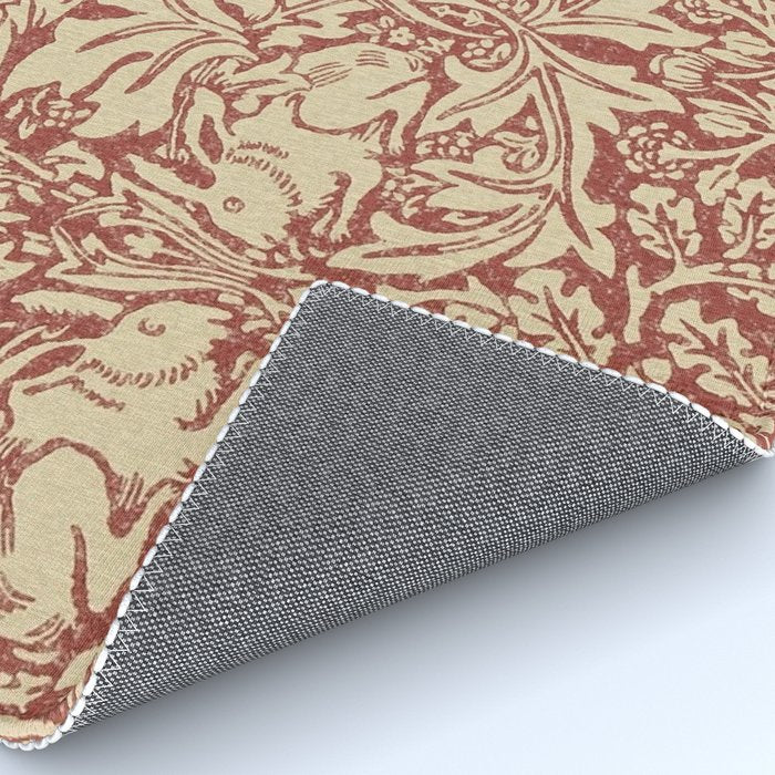 William Morris Brer Rabbit Church Red Biscuit Vintage Pattern  Rug Gallery Image 4