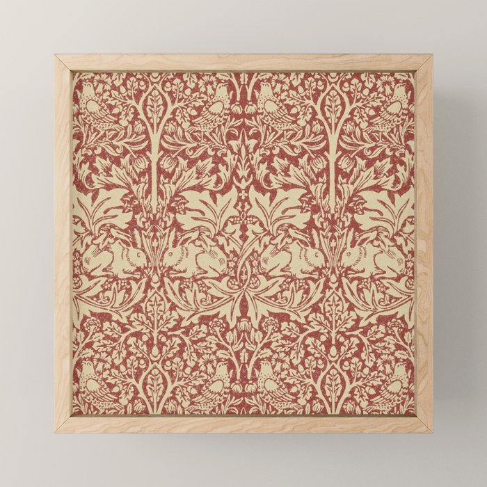 William Morris Brer Rabbit Church Red Biscuit Vintage Pattern  Mini Art Print Gallery Image 1