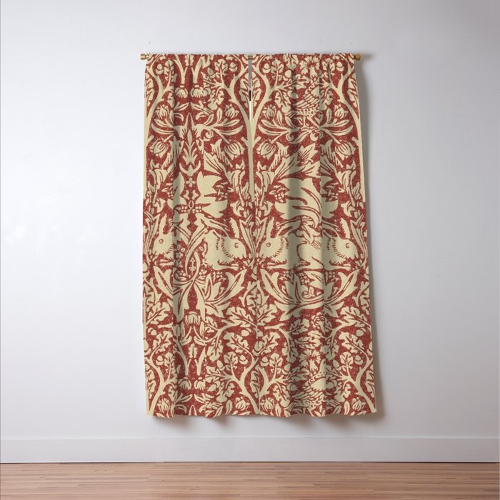 William Morris Brer Rabbit Church Red Biscuit Vintage Pattern  Window Curtain Gallery Image 3