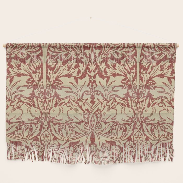 William Morris Brer Rabbit Church Red Biscuit Vintage Pattern  Wall Hanging Gallery Image 1