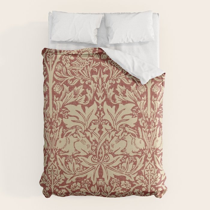 William Morris Brer Rabbit Church Red Biscuit Vintage Pattern  Duvet Cover Gallery Image 6