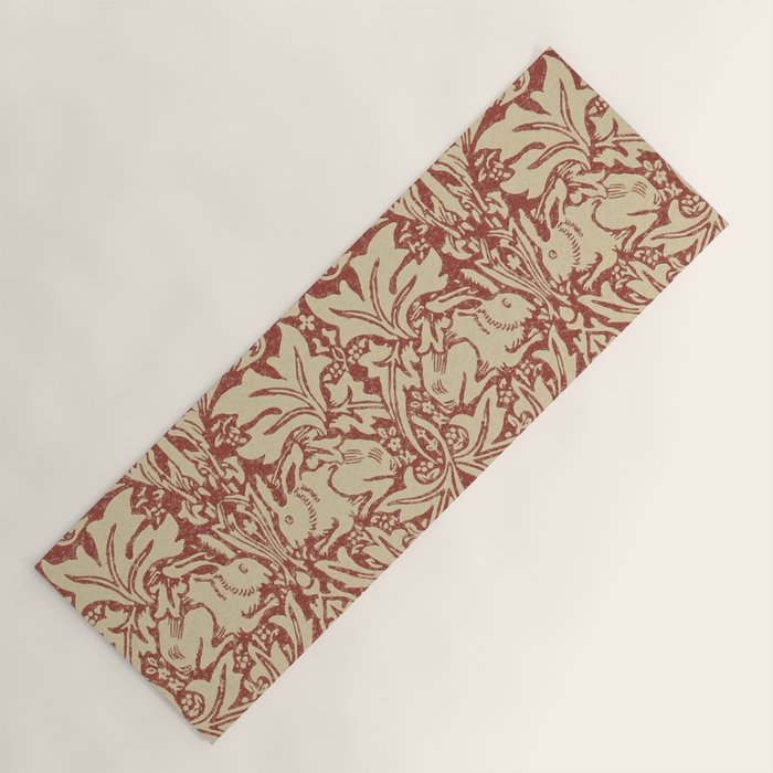 William Morris Brer Rabbit Church Red Biscuit Vintage Pattern  Yoga Mat Gallery Image 1