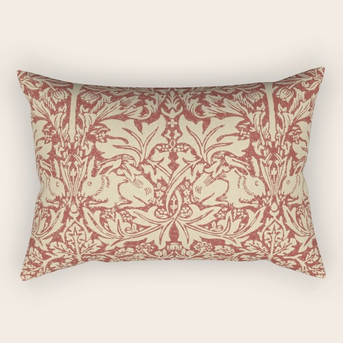 William Morris Brer Rabbit Church Red Biscuit Vintage Pattern  Rectangular Pillow Gallery Image 2