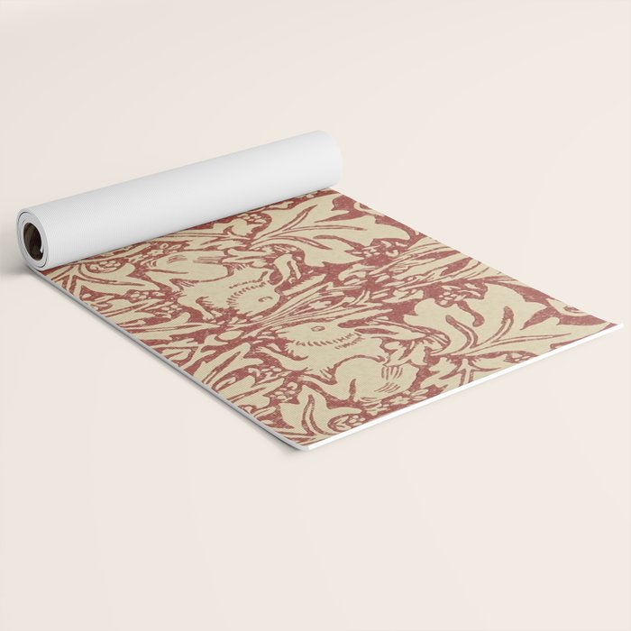 William Morris Brer Rabbit Church Red Biscuit Vintage Pattern  Yoga Mat Gallery Image 2