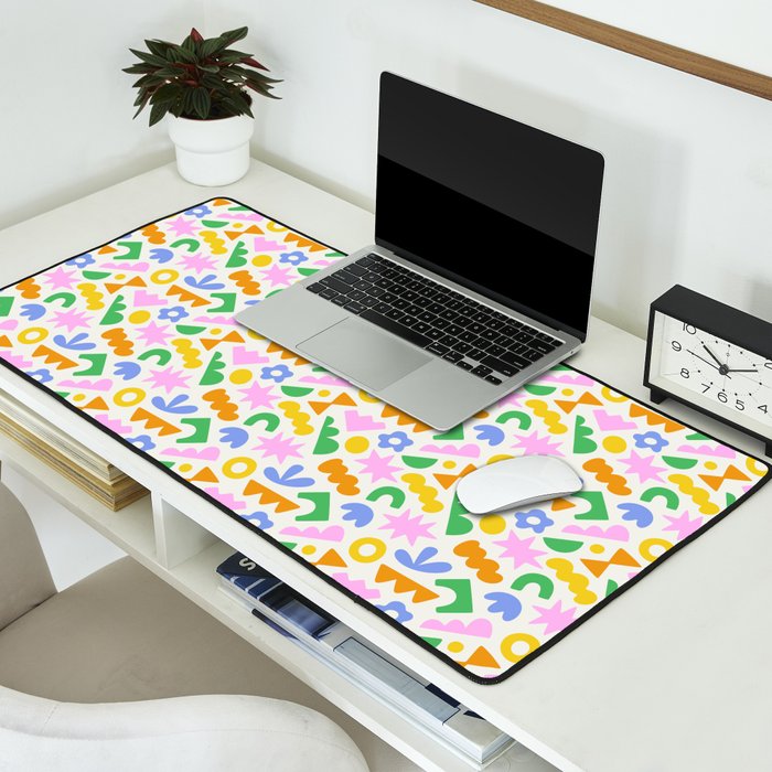Colorful abstract organic shape patern Desk Mat Gallery Image 2