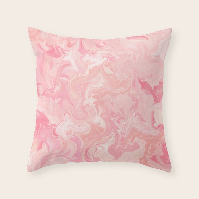 Blush pink abstract watercolor marble pattern Throw Pillow Gallery Image 6