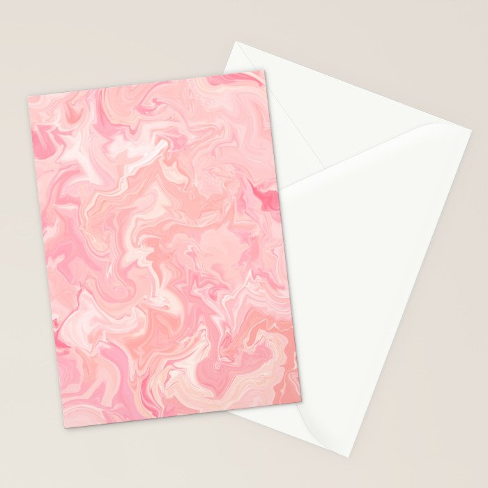 Blush pink abstract watercolor marble pattern Stationery Card Gallery Image 2