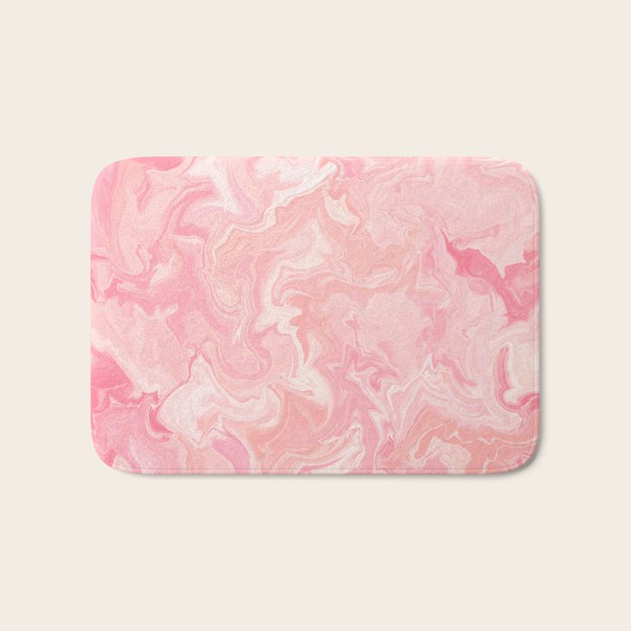 Blush pink abstract watercolor marble pattern Bath Mat Gallery Image 1