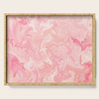 Blush pink abstract watercolor marble pattern Serving Tray Gallery Image 1