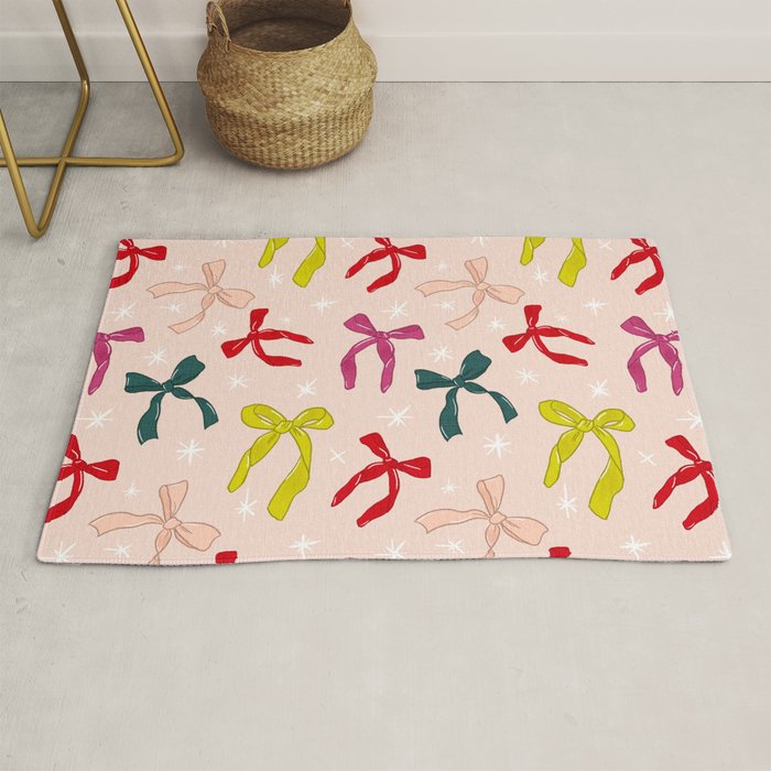 Festive Bows And Ribbons Pattern Rug Gallery Image 1