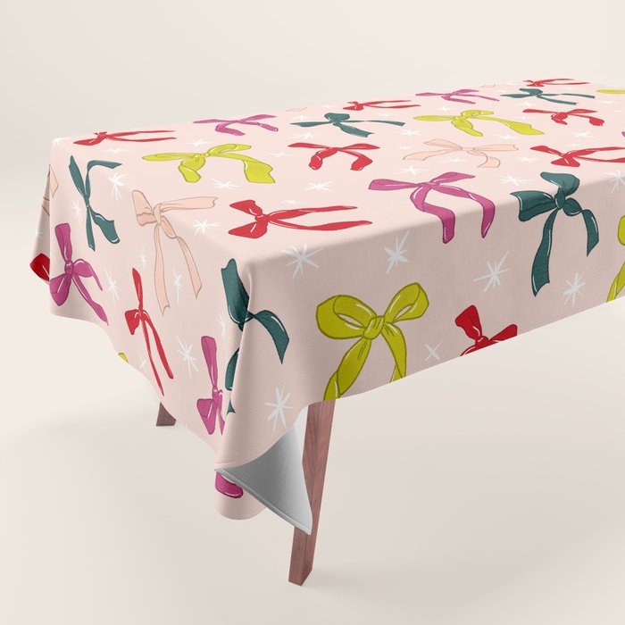 Festive Bows And Ribbons Pattern Tablecloth