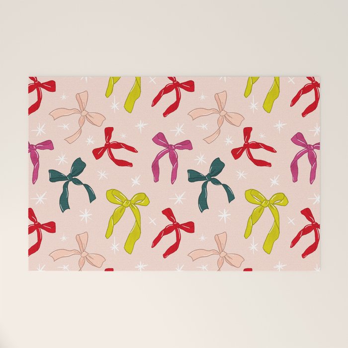 Festive Bows And Ribbons Pattern Welcome Mat Gallery Image 1
