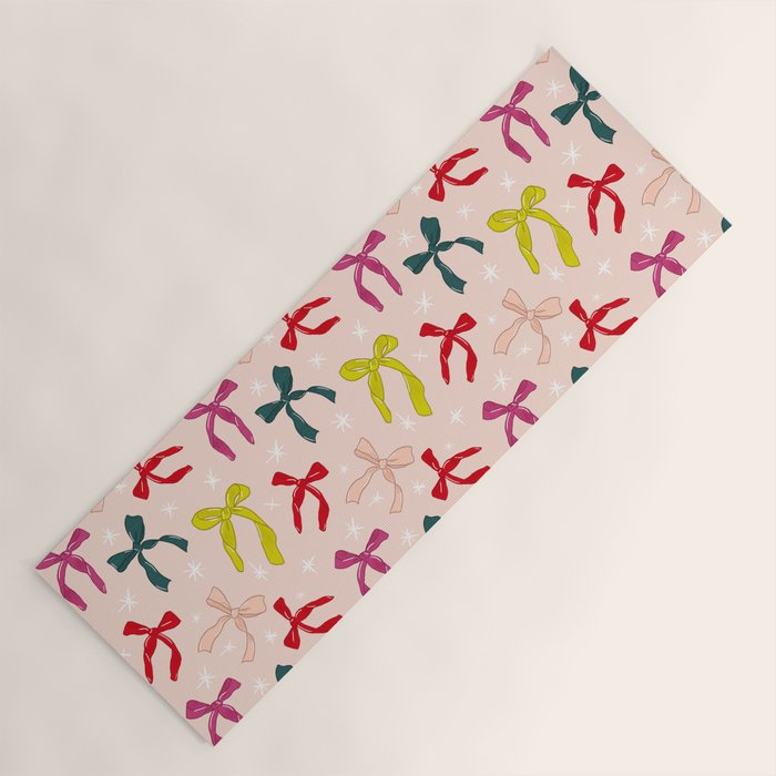 Festive Bows And Ribbons Pattern Yoga Mat