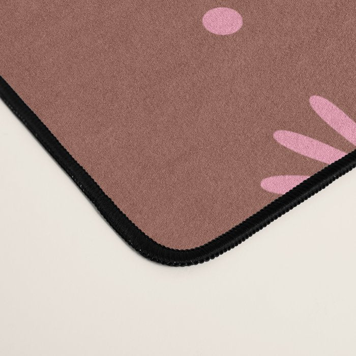 Daisy Stripes Brown and Pink Pattern Desk Mat Gallery Image 4