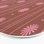 Daisy Stripes Brown and Pink Pattern Bath Mat Gallery Image 3