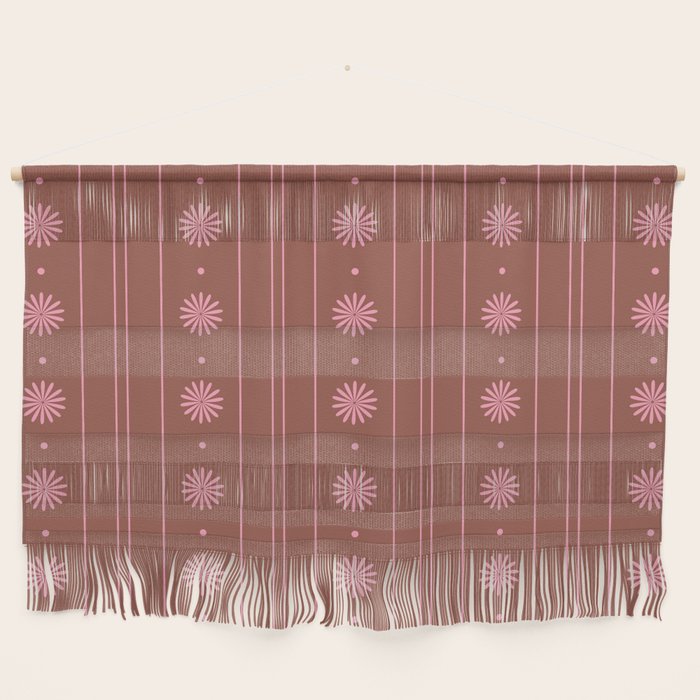 Daisy Stripes Brown and Pink Pattern Wall Hanging Gallery Image 1