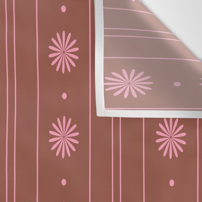 Daisy Stripes Brown and Pink Pattern Wall Tapestry Gallery Image 3