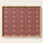 Daisy Stripes Brown and Pink Pattern Serving Tray Gallery Image 1