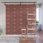 Daisy Stripes Brown and Pink Pattern Wall Mural Gallery Image 1