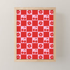 Cherry Flowers Pink & Red Checker Mini Art Print Gallery Image 1