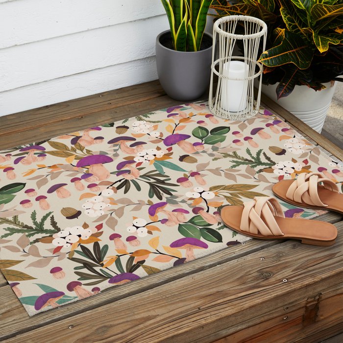 Magic mushroom forest H Outdoor Rug Gallery Image 2