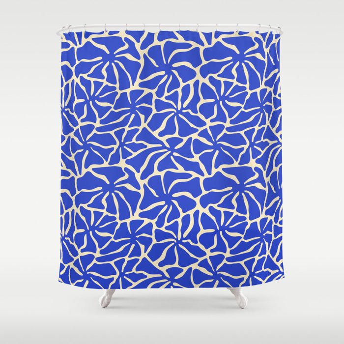 Abstract blue flower pattern Shower Curtain Gallery Image 1
