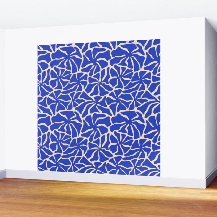 Abstract blue flower pattern Wall Mural Gallery Image 2