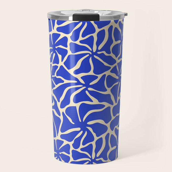 Abstract blue flower pattern Travel Mug Gallery Image 1