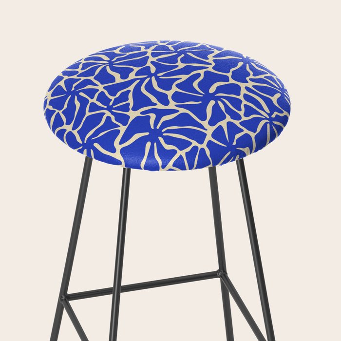 Abstract blue flower pattern Stool Gallery Image 2
