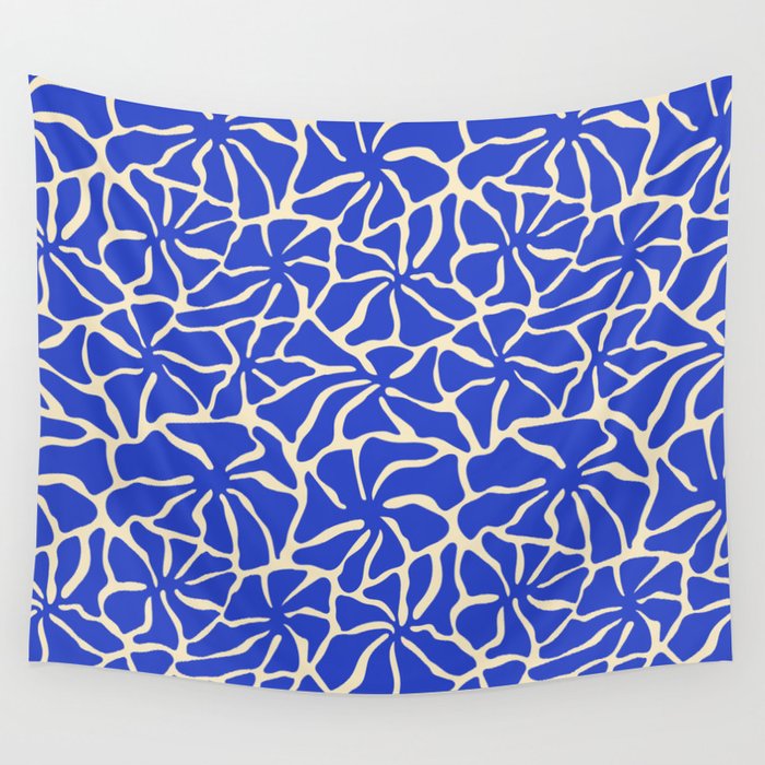 Abstract blue flower pattern Wall Tapestry Gallery Image 4
