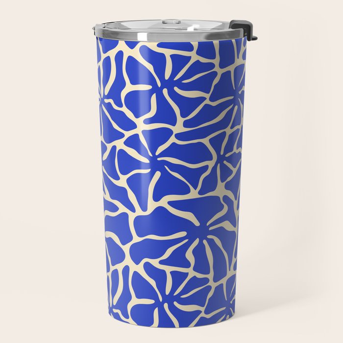 Abstract blue flower pattern Travel Mug Gallery Image 2