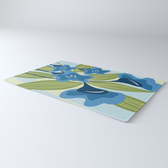 Blue Flowers and Green Leaves Rug Gallery Image 3
