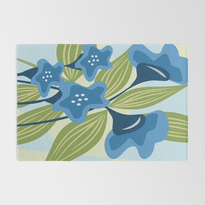 Blue Flowers and Green Leaves Rug Gallery Image 2