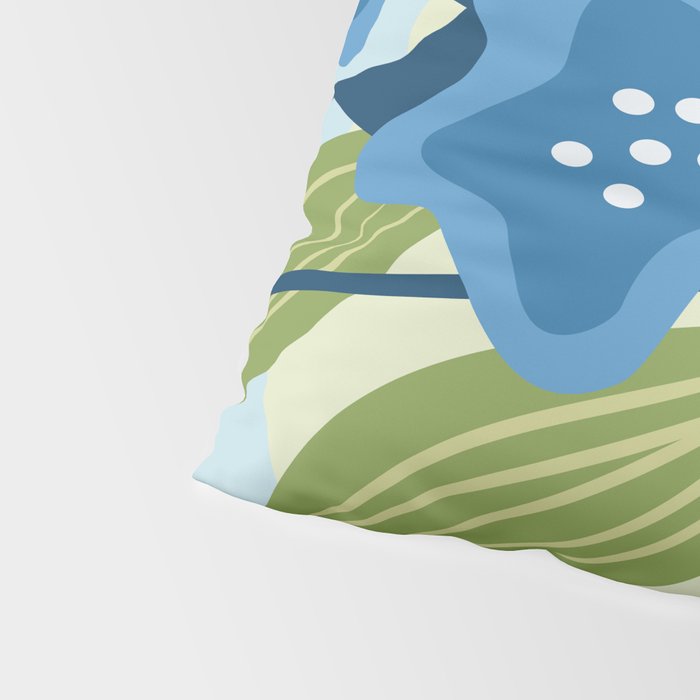 Blue Flowers and Green Leaves Pillow Sham Gallery Image 4