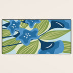 Blue Flowers and Green Leaves Desk Mat Gallery Image 3