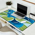 Blue Flowers and Green Leaves Desk Mat Gallery Image 2