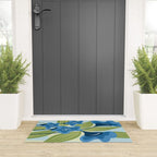 Blue Flowers and Green Leaves Welcome Mat Gallery Image 3