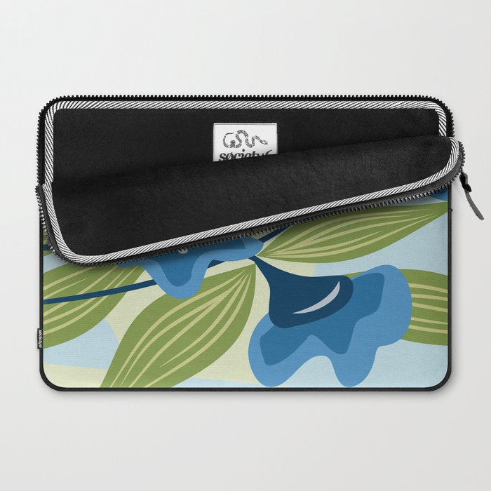 Blue Flowers and Green Leaves Laptop Sleeve Gallery Image 2