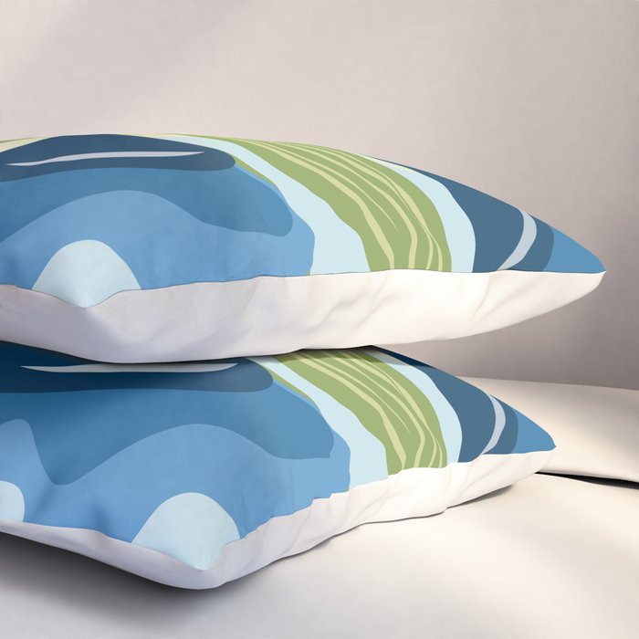Blue Flowers and Green Leaves Pillow Sham Gallery Image 3