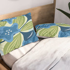 Blue Flowers and Green Leaves Pillow Sham Gallery Image 2