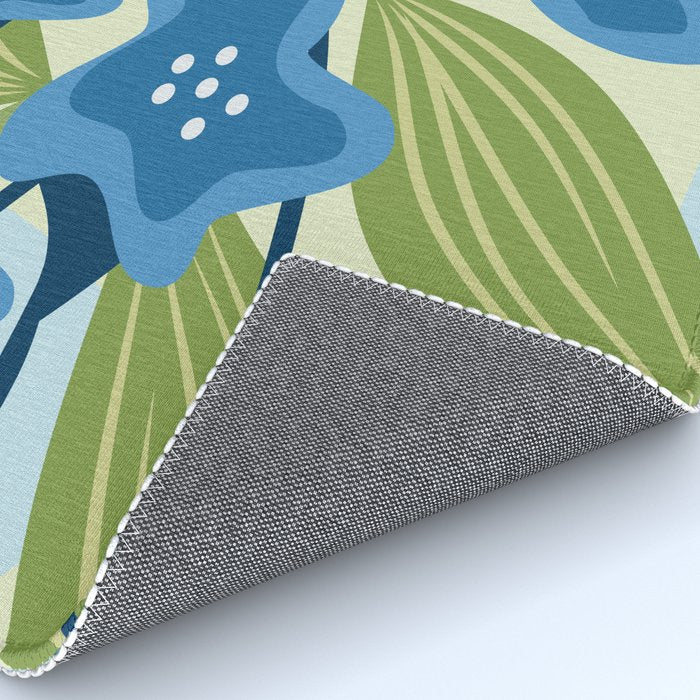 Blue Flowers and Green Leaves Rug Gallery Image 4