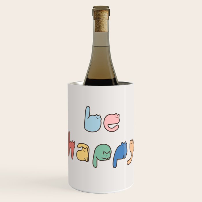be happy cats typo Wine Chiller Gallery Image 1