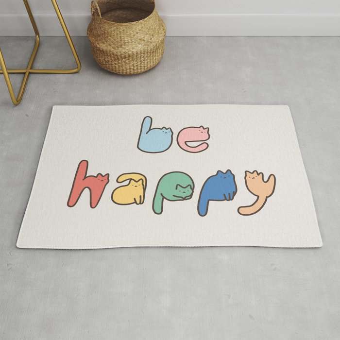 be happy cats typo Rug Gallery Image 1