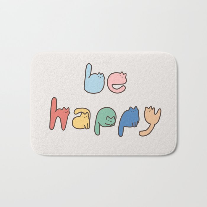 be happy cats typo Bath Mat Gallery Image 1