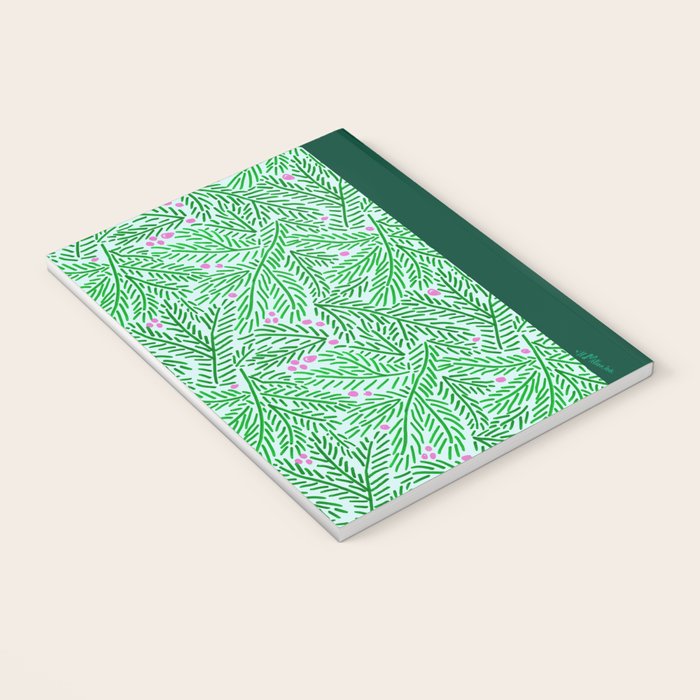 Winter Berries & Pine Branches in Green Notebook Gallery Image 3