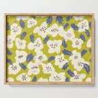Bold flowers in my garden on yellow green Serving Tray Gallery Image 1