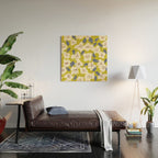 Bold flowers in my garden on yellow green Wood Wall Art Gallery Image 2